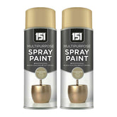 2X 151 Champagne Gold Metallic Gloss Spray Paint 400ml Spray Paint